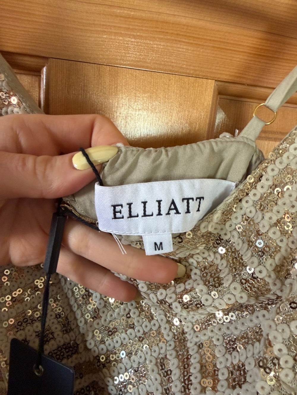 Elliatt Ivory Sequin Feather Mini Dress - Picture 2 of 4
